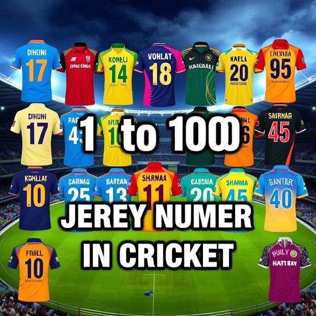 1 to 100 jersey number in cricket